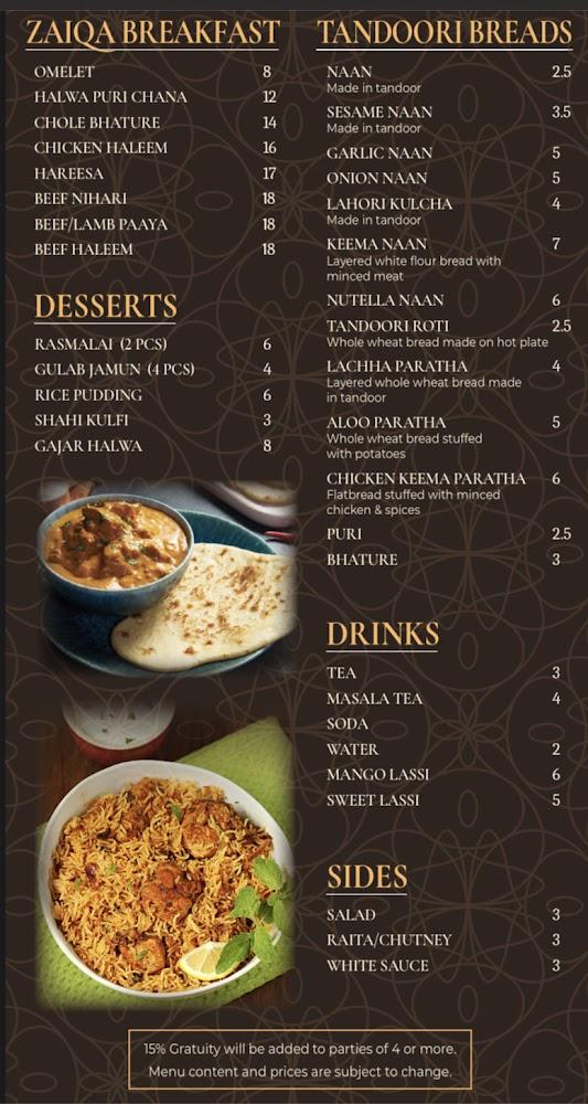 Zaiqa Kabab & Grill - Menu Scan 3